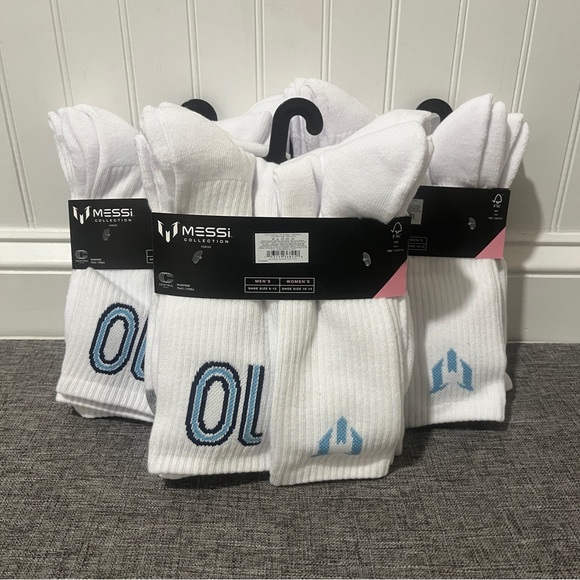 MESSI Collection Mens Cushioned Crew Socks Sz 6-12 Set of 6 White NEW - Picture 3 of 5